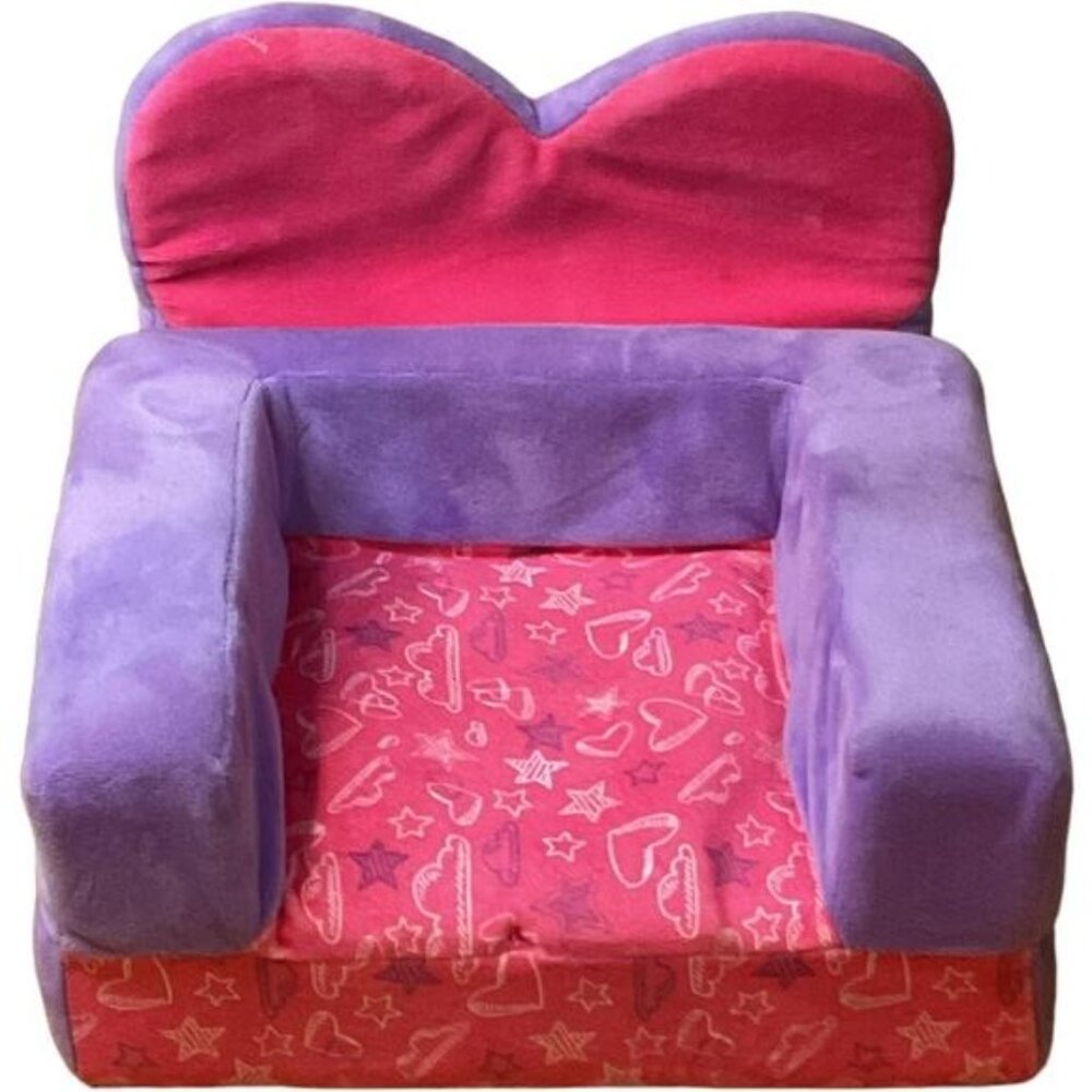 BAB Build A Bear Pink Purple Love Heart Arm Chair Fold Down Bed